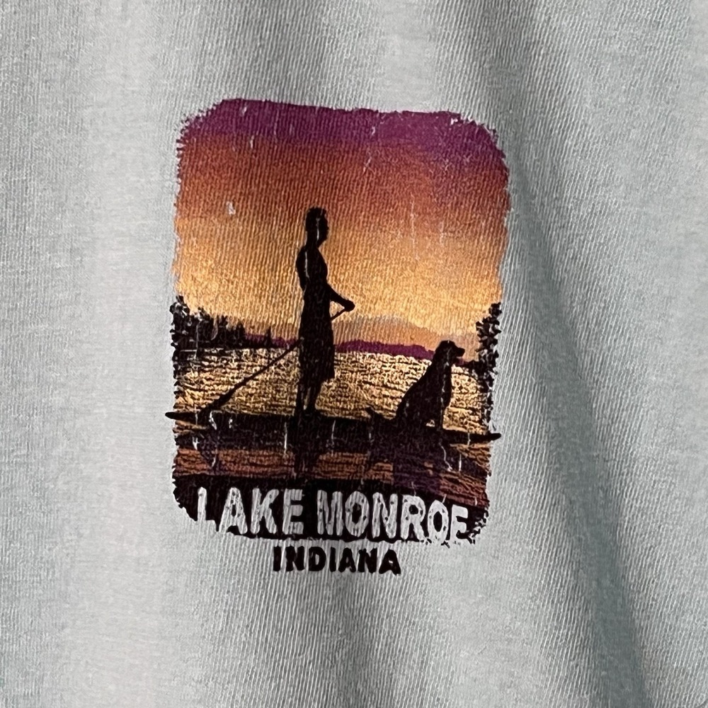 Lake Monroe Indiana Comfort Colors Large Seafoam Tee T-shirt Paddle board‎ GC - Picture 4 of 7